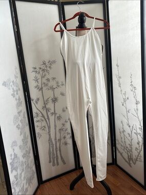 Women's White Slim Strap Jumpsuit